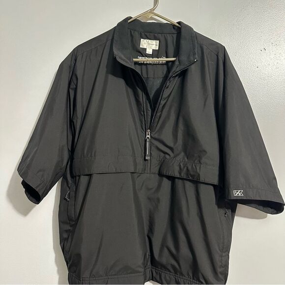 Cutter & Buck Disaronna 1/2 Zip Pullover Short Sleeve Waterproof Black SZ L - Picture 2 of 6